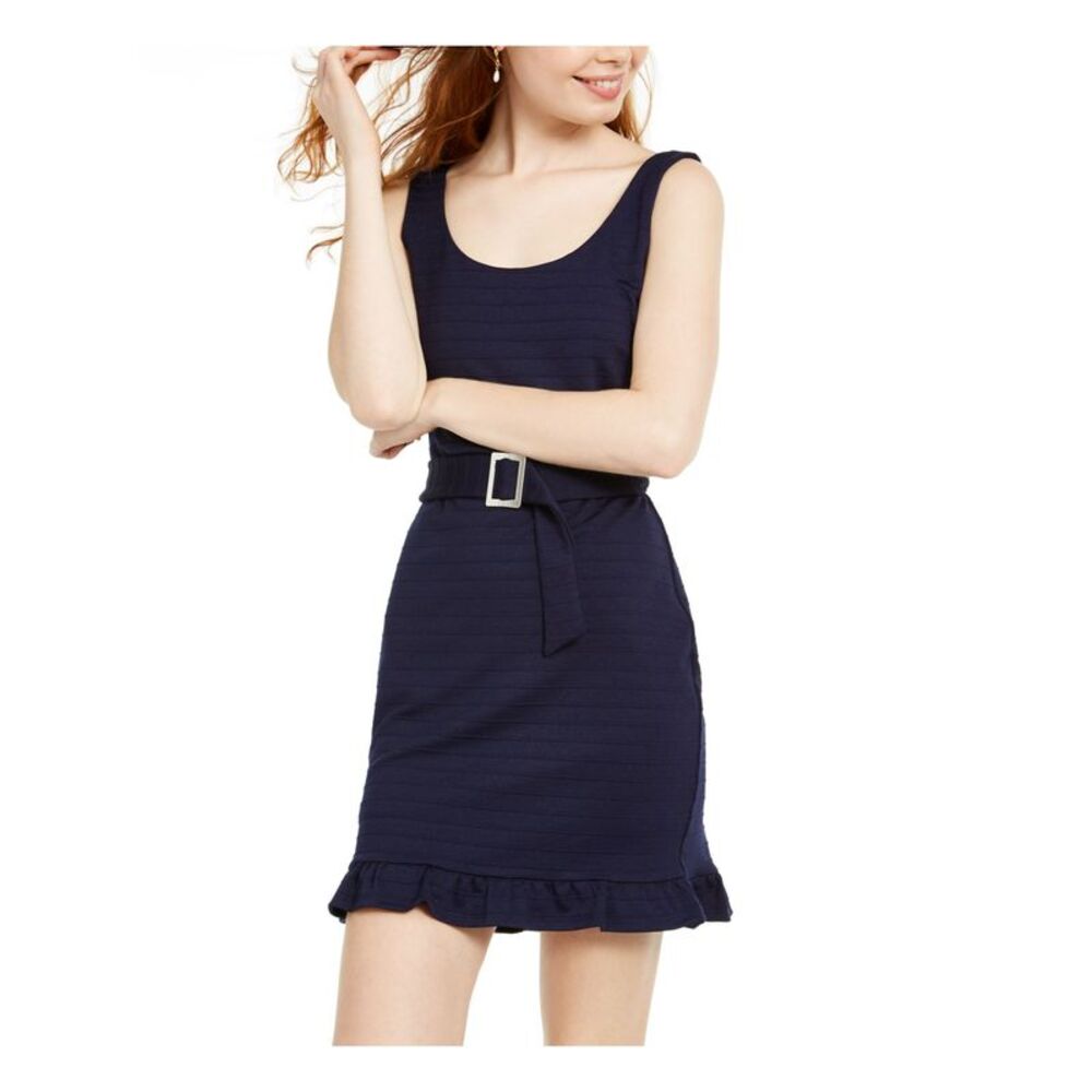 CITY STUDIO Womens Sleeveless Jewel Neck Short Fit + Flare Dress